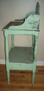   WASHSTAND & ONE DRAWER STAND w/SPLASH Old Grungy Jade Green Paint
