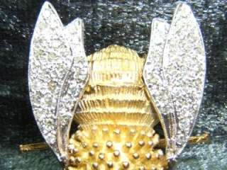 Vintage~ Fine Diamond 18k Gold~ Bumble Bee Pin Brooch w Saphire Eyes 