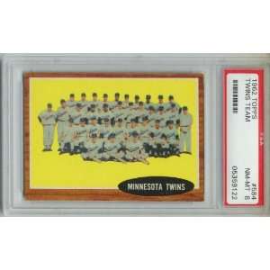   1962 Topps Minnesota Twins team card #584 PSA 8 Sports Collectibles