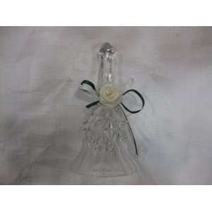  Crystal Bell With White Rose And Green And White Ribbon 