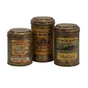  Addie Vintage Label Metal Canisters   Set of 3 by Imax (As 