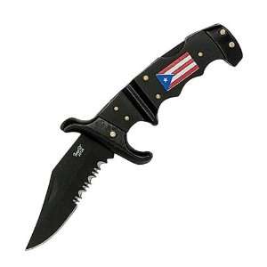  Fury 20720 Small Tiger Folder Knife Black Handle & Blade 
