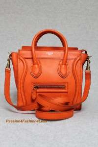   Vermilion Orange Smooth Leather Luggage Messenger Bag New 2012  