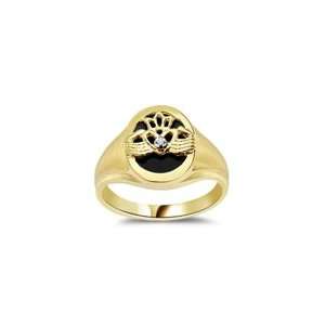  0.005 CT 12X10 OVAL ONYX CLADDAGH MENS RING 3.5 Jewelry