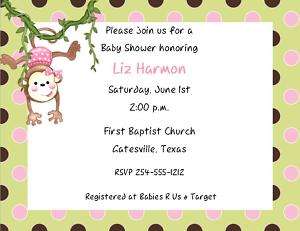 24 Baby Monkey Baby Shower Invitations  