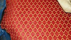 Red Gold Green Diamond Print Velvet Upholstery Fabric F646  