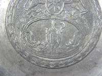 Old Metal Pewter England English plate ashtray  