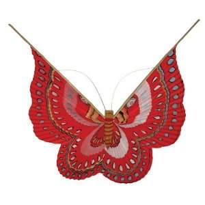 Large decorative folding butterfly, paper and bamboo   red  