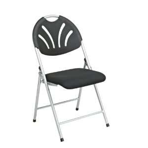  Folding Fan Back Chair with Plastic Black and Mesh Seat, 4 