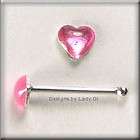 Silver Nose Stud Bone Ring Tiny Pink Heart Body Jewelry Sterling