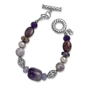 Carolyn Pollack Sterling Silver Passionate Purples 8 Beaded Toggle 