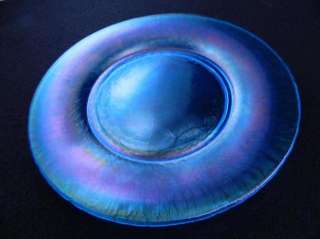   1920s FENTON Celeste BLUE Iridized STRETCH Glass SALAD Plates (8) 7.5