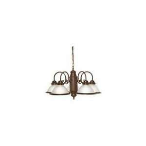  5 Light   22   Chandelier   With Frosted Ribbed Shades   Old 