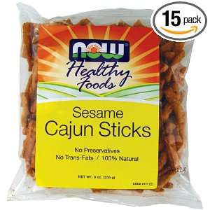 NOW Foods Sesame Sticks Cajun, 9 Ounce Bags (Pack of 15)  