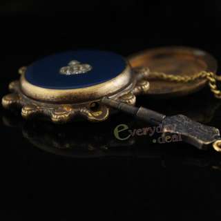 Antique Crown Copper Hand Wind Pocket Watch FOB Key CZ  