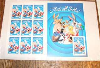 Lot of Warner Brothers USPS Stamp sheets and first day covers, Looney 