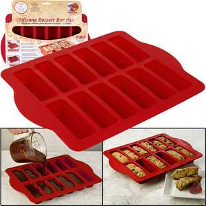   Reinforced Silicone Dessert Bar Pan   Red   Makes 12 Tasty Treats