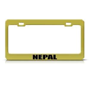 Nepal Flag Gold Country Metal license plate frame Tag Holder