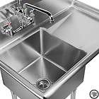 Stainless Steel Prep Sink with Right Side Drain Board  18 x 18 NSF