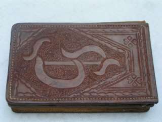 Old Leather Hand Tooled Clutch, Purse & Space for Bible  
