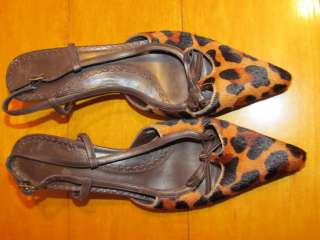 Lands End Slingback shoes pumps Women Size 7 1/2 b faux fur  