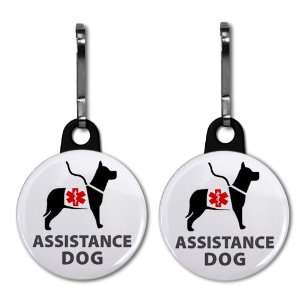  BLACK ASSISTANCE DOG Medical Alert 2 Pack 1 Zipper Pull 