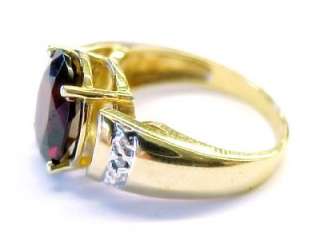 0ctw Red Garnet Solitaire / Diamond 14KT Solid Yellow Gold Fashion 