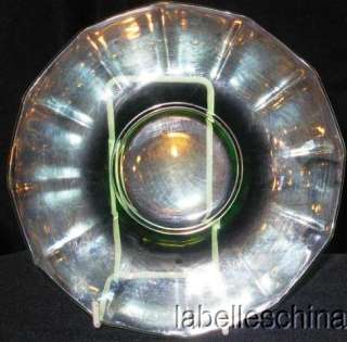 GREEN DEPRESSION GLASS 12 SIDED 7.5 SALAD PLATE  