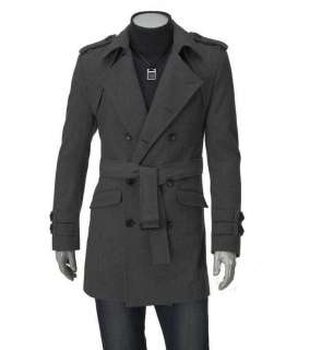   Men wool Coat winter trench coat outerwear windbreaker long Parka 003