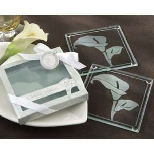   Frosted Glass Coasters in Floral Inspired Gift Box