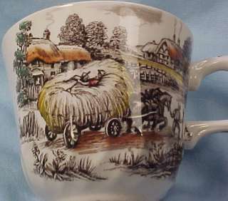 YORKSHIRE FARM SCENE CUP & SAUCER Staffordshire Pottery  