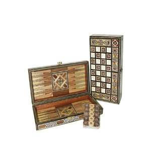  Mosaic Mother of pearl Inlaid Backgammon 12 board Set 