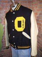 Vintage 1960s Wool/Leather Atheltic Letter Jacket O State Black 