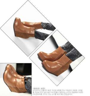   High Wedge Platform Round Toe Ankle Boots Bootie Shoes 1kQ  