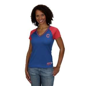  Chicago Cubs Womens In the Dust Top, (Blue/Red) Sports 