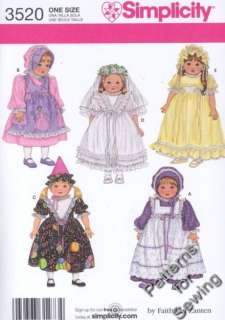 Pattern Simplicity Doll Clothes fit American Girl Gown Bolero NEW 18 
