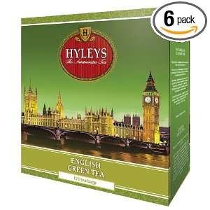 Hyleys Tea English Green Tea, 100 Count Bags (Pack of 6)  