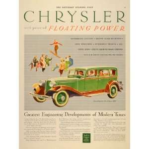  1932 Ad Chrysler Green Car Six Sedan Automatic Clutch 
