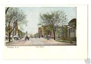 ORANGE NJ Main Street Trolley Cars Horse Buggy Postcard  
