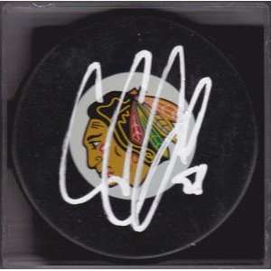  Signed Corey Crawford Puck   Logo   Autographed NHL Pucks 