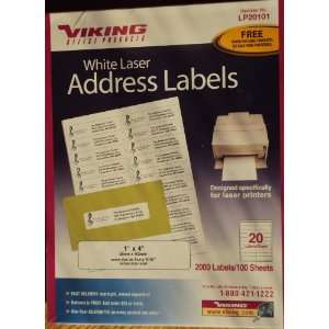  Viking White Mailing Labels for Laser Printers, 1 x 4 Inch, Box 