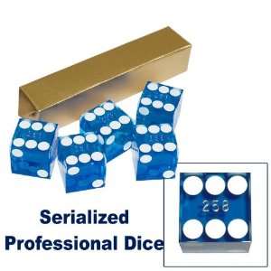    19mm A Grade Serialized Set of Casino Dice Blue
