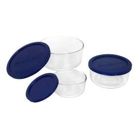 Glass Food Storage Container Set Glassware with Lids for 2 Cup, 4 Cup 
