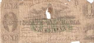 1863 $1 Dollar State of Alabama Note  