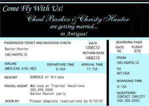   Destination Wedding Travel Plane Ticket Girls Weekend Invitation