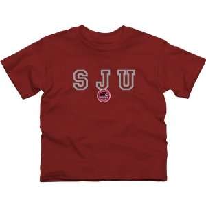  Saint Josephs Hawks Youth Wordmark Logo T Shirt   Crimson 