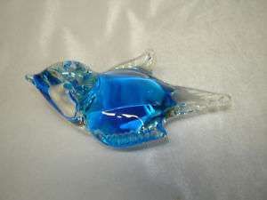 Vintage SWEDISH Art Glass 6 3/4 BLUEBIRD Blue Bird  