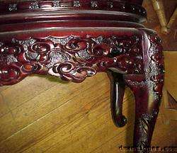 Heavily Carved Chinese Mahogany Chair Dragons Birds  