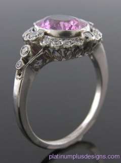 PINK SAPPHIRE AND DIAMOND ANTIQUE STYLE HAND MADE RING  