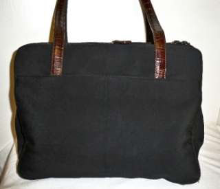 Large.BRIGHTON Black & Brown croc leather TOTE BUSINESS BRIEFCASE bag 